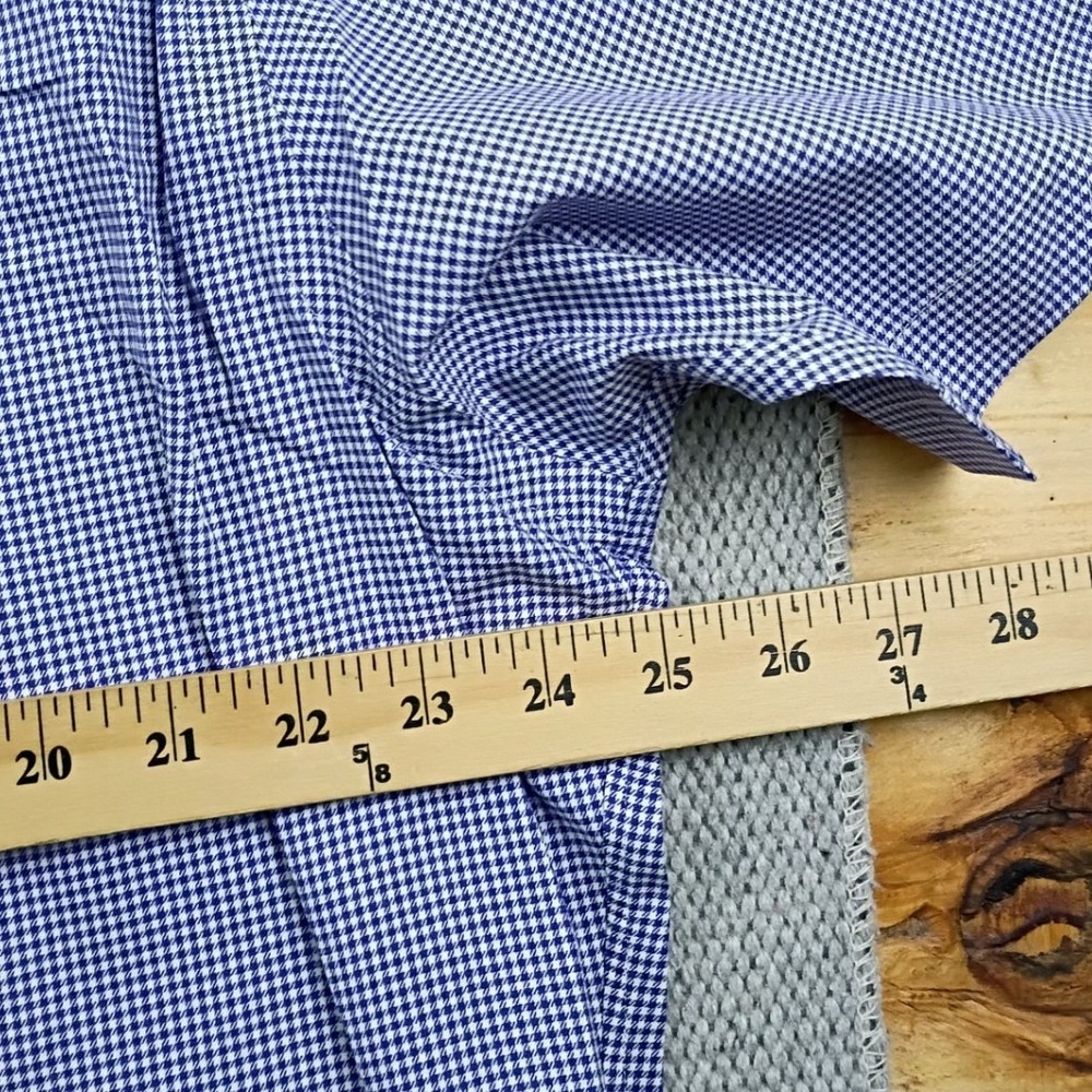 Ralph Lauren Button Down Mens 16.5 XXL Blue Gingham Classic Fit Vintage Short - Picture 7 of 9